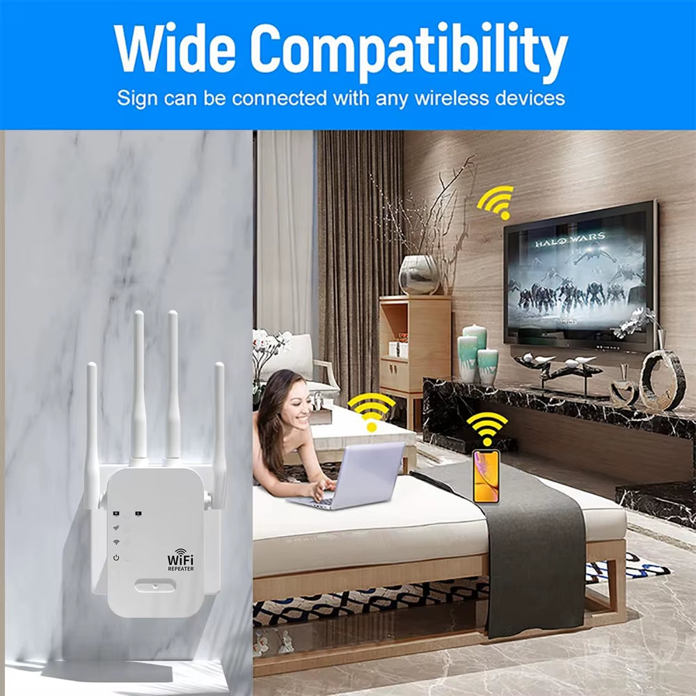 1200Mbps Wifi Repeater Wireless WIFI Extende Wifi Booster 2.4G/5G Dual-Band Network Amplifier Long Range Signal Wifi Router