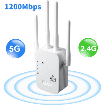 1200Mbps Wifi Repeater Wireless WIFI Extende Wifi Booster 2.4G/5G Dual-Band Network Amplifier Long Range Signal Wifi Router